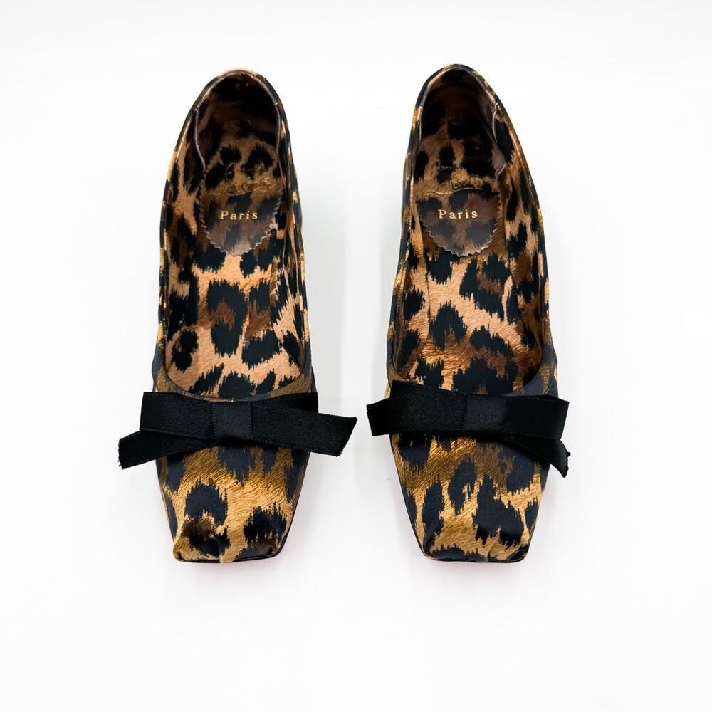Christian Louboutin Mamaflirt 30 Satin Leopard Bow Ballet Flats EU 37.5 US 7.5 - Picture 4 of 12